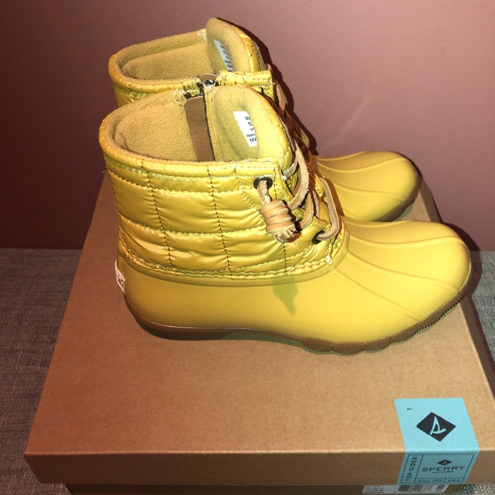 Sperry Top-sider Quilted Duck Boot Yellow Size 5.5 - Picture 2 of 8